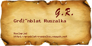 Grünblat Ruszalka névjegykártya